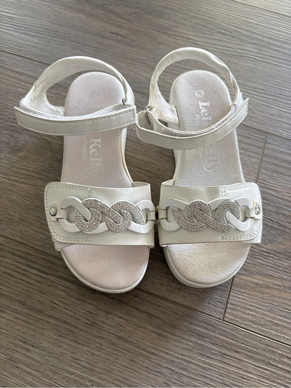 LELLI KELLY white iris platform rhinestone Velcro sandals size 32 euro / 1